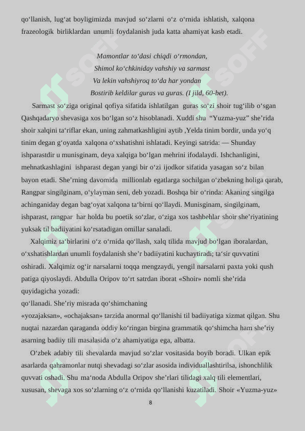Abdulla Oripov she’riyatida sevgi-muhabbat mavzulari 8