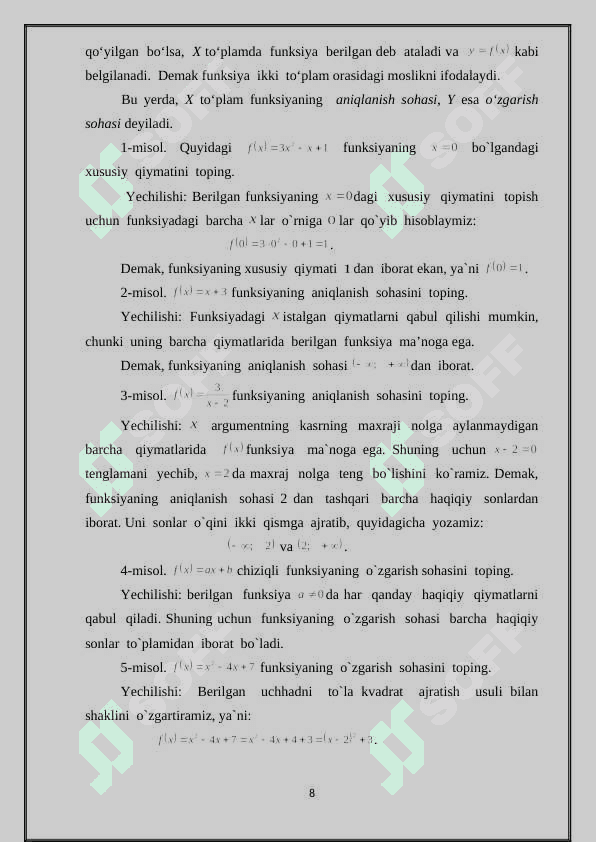Bir o’zgaruvchili funksiyalarningning   yuqori   tartibli hosilalari 8