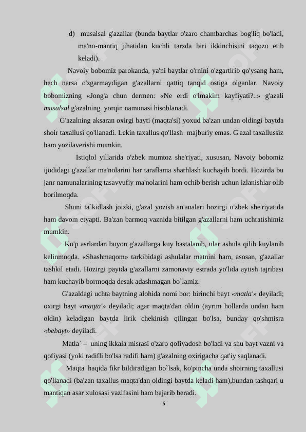 G`azal –  mumtoz she`riyatning asosiy janri sifatida 5