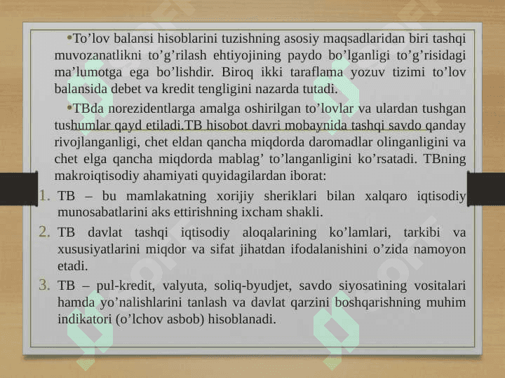 To’lov balansining iqtisodiy tahlili 2
