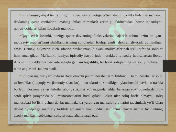 Soliqlarning iqtisodiy mohiyati va ahamiyati 2
