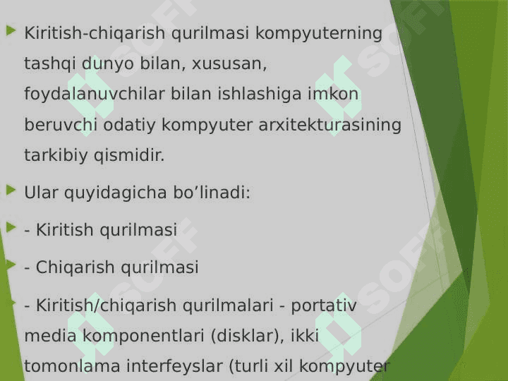 Kiritish-chiqarish qurilmalari 2