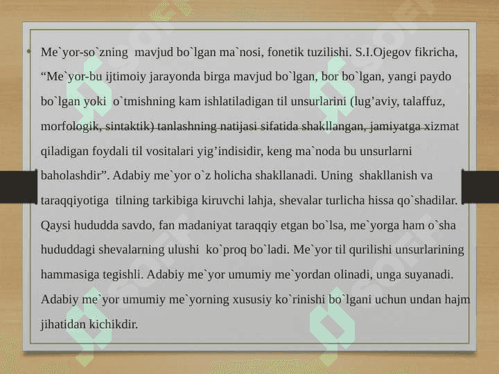 O`zbek adabiy tilining me`yorlari 2