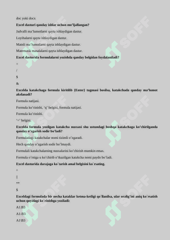 Informatika axborot texnologiyalaridan yakuniy uchun test talabalar uchun 6