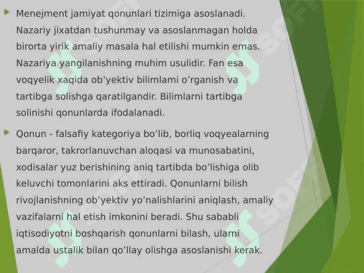Menejment qonunlari va tamoyillari 2