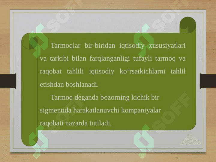 Tarmoqni ifodalovchi iqtisodiy ko’rsatgichlar 2
