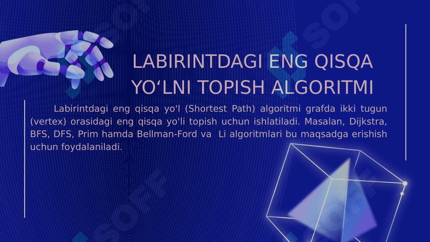 LABIRINTDAGI ENG QISQA YO‘LNI TOPISH ALGORITMI. LI ALGORITMI 3