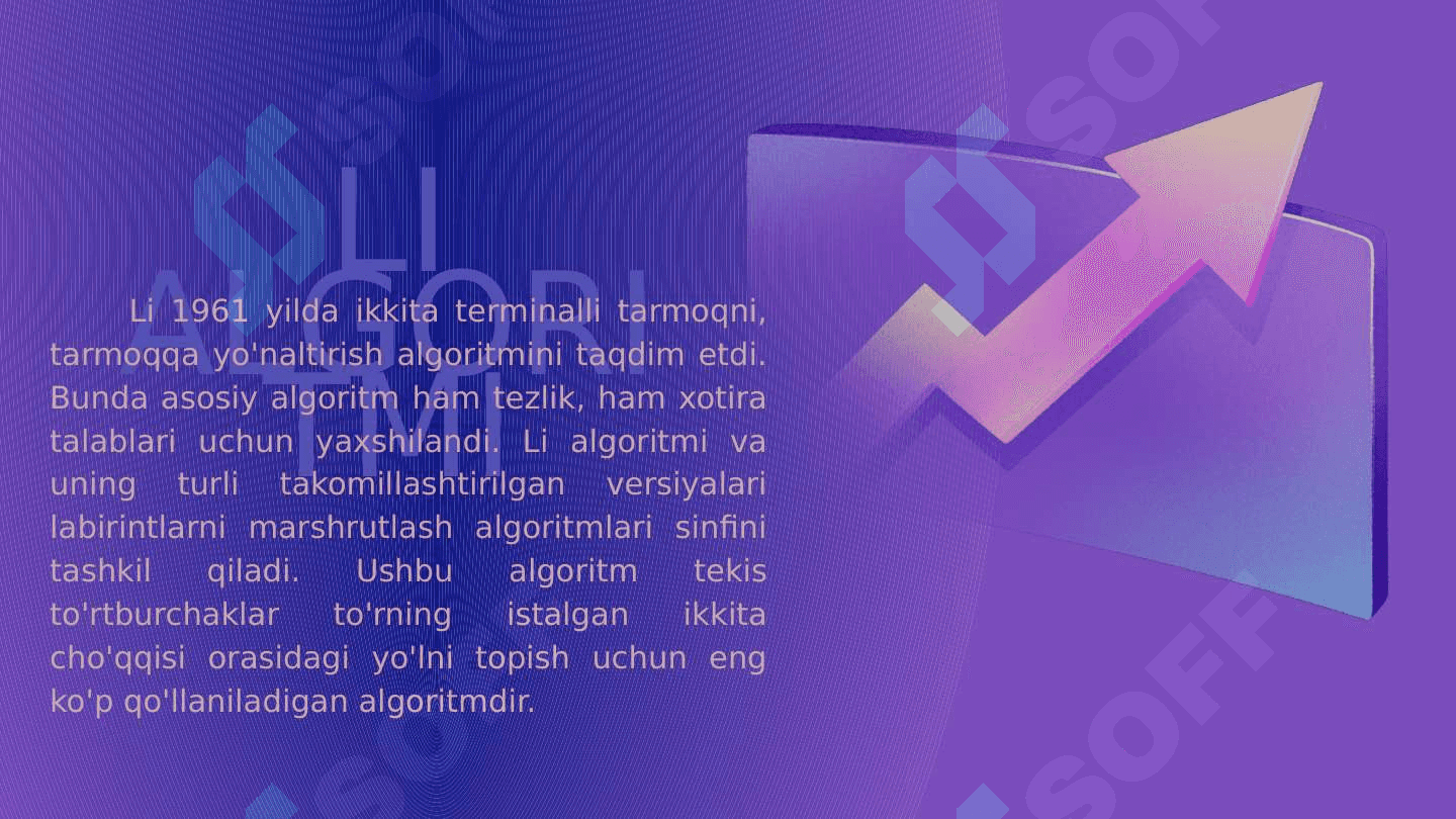 LABIRINTDAGI ENG QISQA YO‘LNI TOPISH ALGORITMI. LI ALGORITMI 5