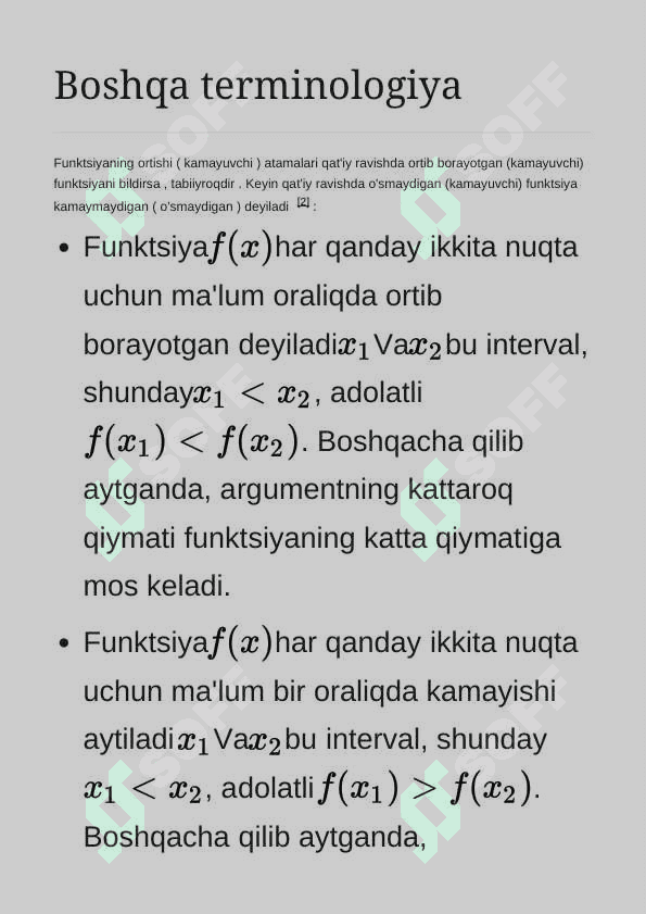 Monotonik funktsiya 4