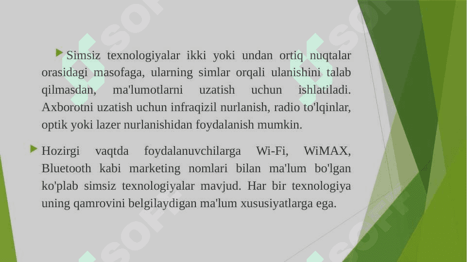SIMSIZ AXBOROT UZATISH TEXNOLOGIYALARI. WI-FI TARMOG’INI SOZLASH 4
