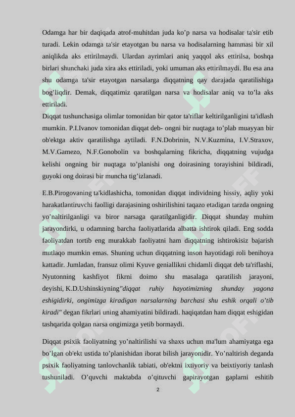 DIQQATNING KO`CHUVCHANLIGI VA TAQSIMLANISHI 2