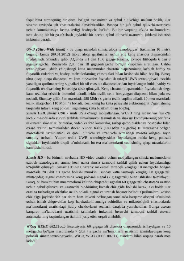 SIMSIZ AXBOROT UZATISH TEXNOLOGIYALARI 2
