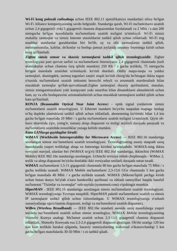 SIMSIZ AXBOROT UZATISH TEXNOLOGIYALARI 4