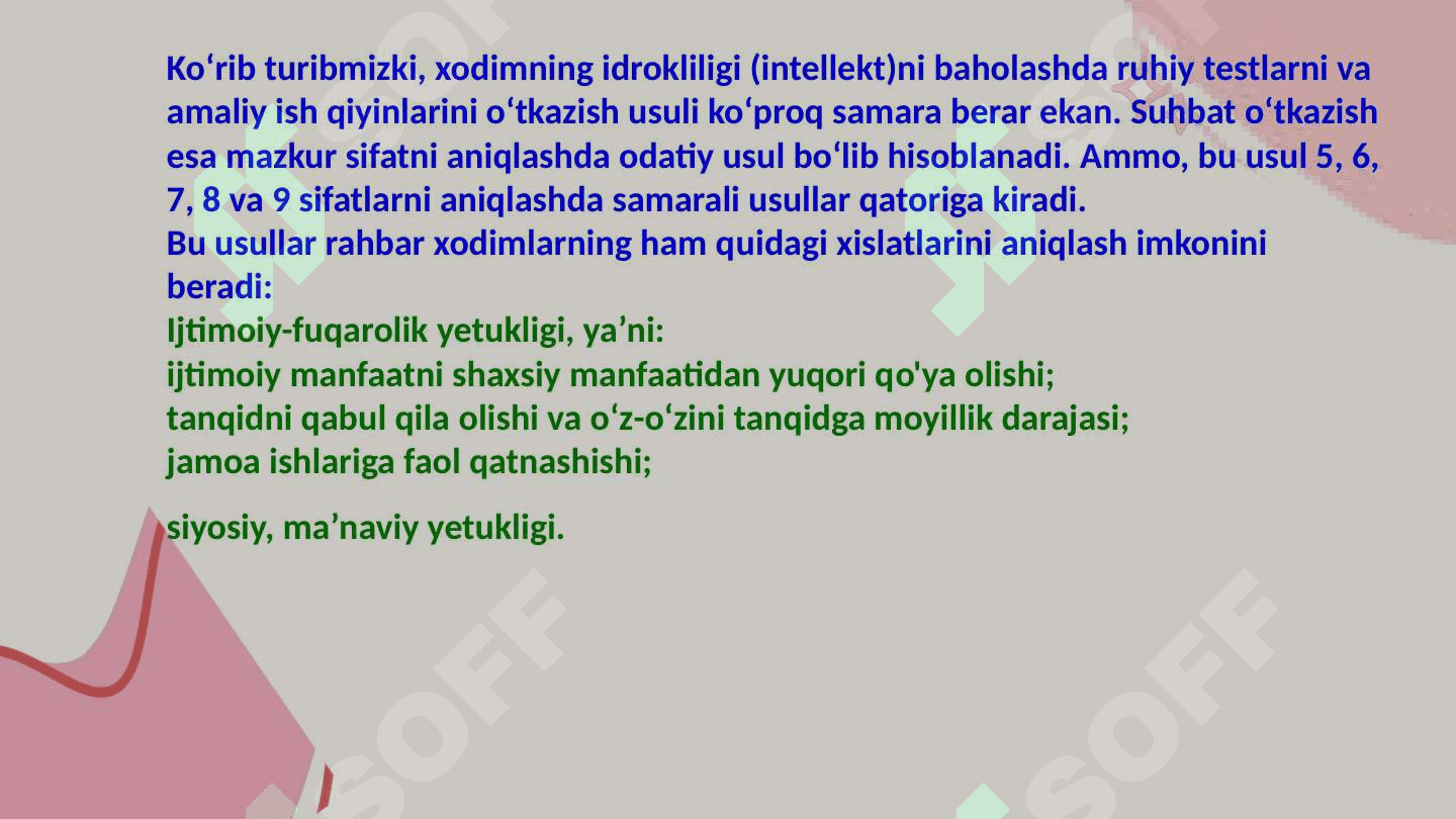 Xodimlarni tanlash ularga baho berish usullari 3