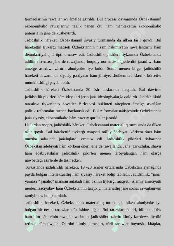 Jádidshilik háreketiniń kelip shıģıw hám Turkistanda tarqalıwı 3