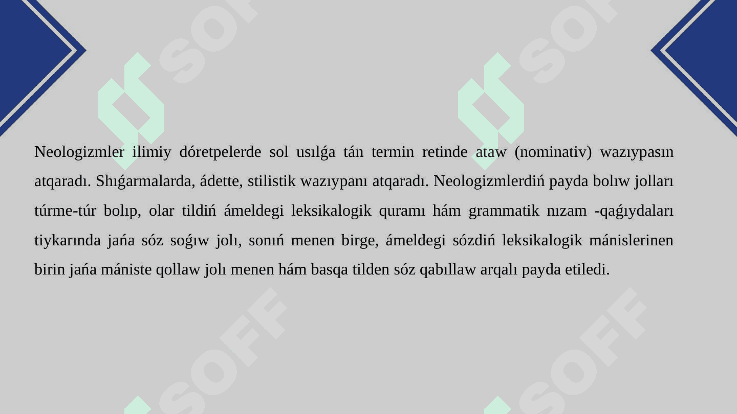 Jańa sόzlerdiń jaratılıwı 4