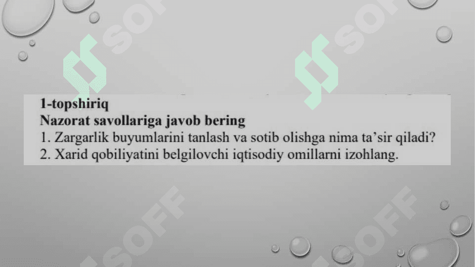 Oila, uy xo'jaligi xaridiga ta'sir etuvchi omillar 2