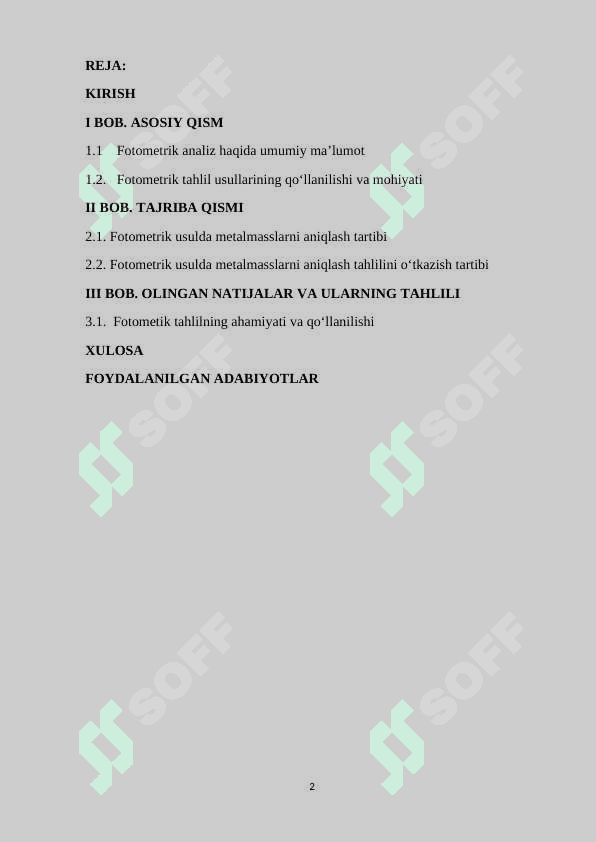 Fotometrik usulda metalmaslarni  aniqlash 2