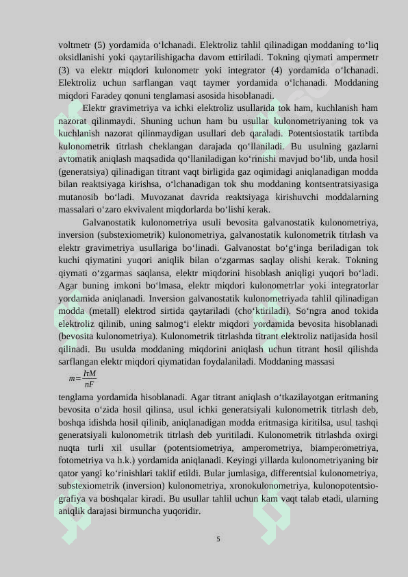 Kulonometrik titrlashning amaliyotda qoʻllanilishi 5