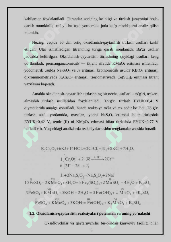 Oksidlanish-qaytarilish metodi yordamida titrlash 6