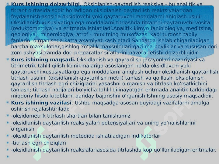 OKSIDLANISH-QAYTARILISH METODI YORDAMIDA TITRLASH 3