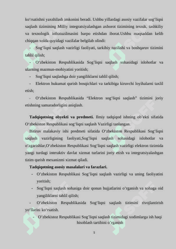 Sog’liqni saqlash xarajatlari  bitiruv malaka ishi 5