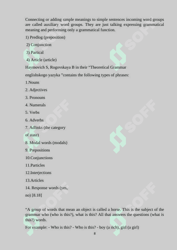 Features of translating noun phrases and number categories in English 8