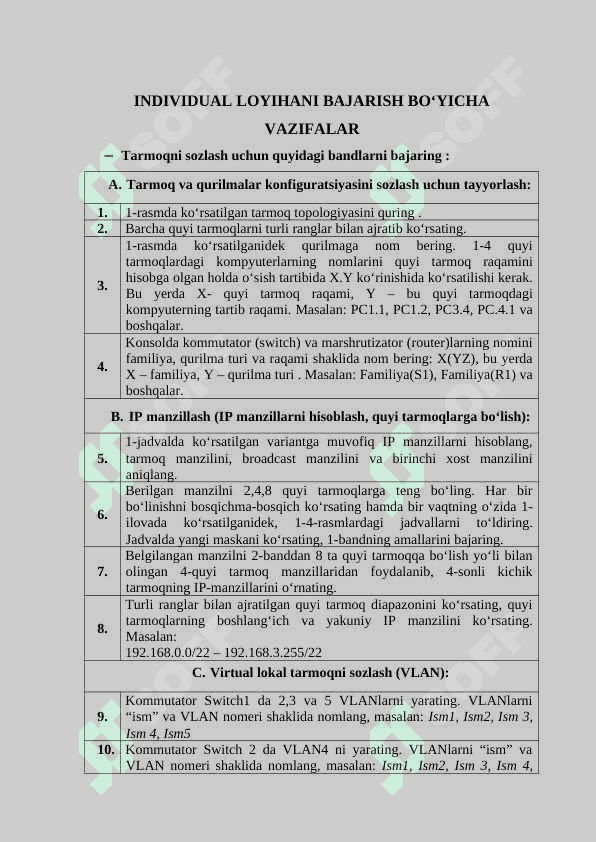 "Marshrutizator (router). Marshrutizatorning ishlash prinsipi" mavzusida Individual loyiha 1 3