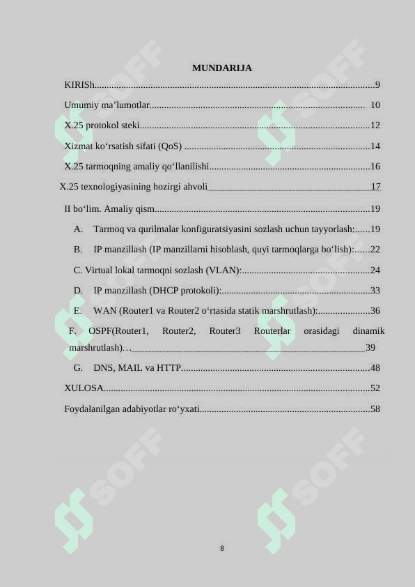 "X.25 texnalogiyasi" mavzusida Individual loyiha 1 8