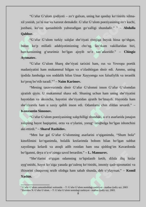 G‘AFUR G‘ULOMNING HIKOYANAVISLIK MAHORATI 8