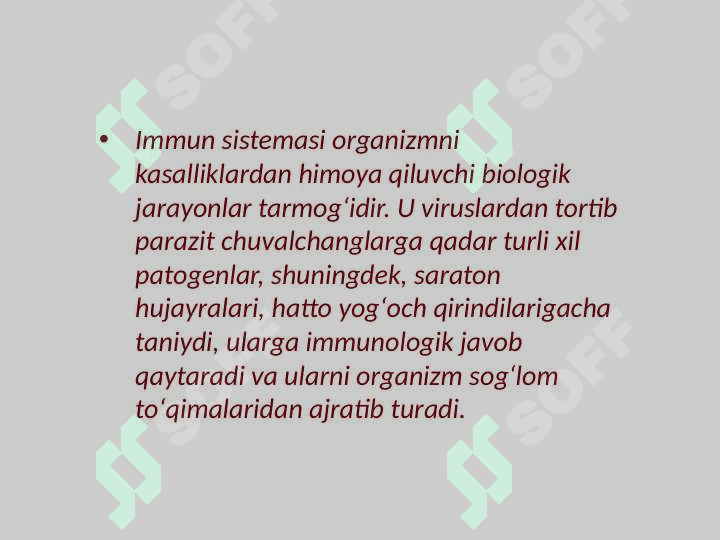 Immun tizimining shakllanishi va yoshga qarab o'zgarishi 2