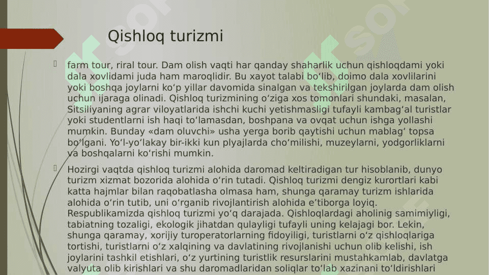 Qishloq turizmning rivojlantirish xususiyatlari 2