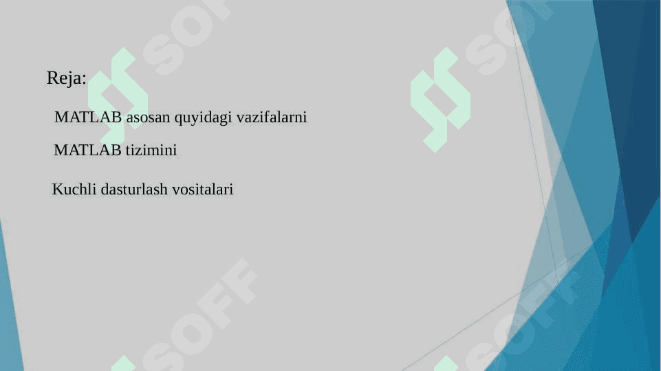 Matlab dasturi imkoniyatlari haqida 2