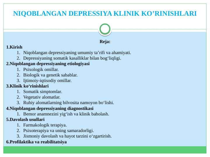 Niqoblangan depressiya klinik ko'rinishlari