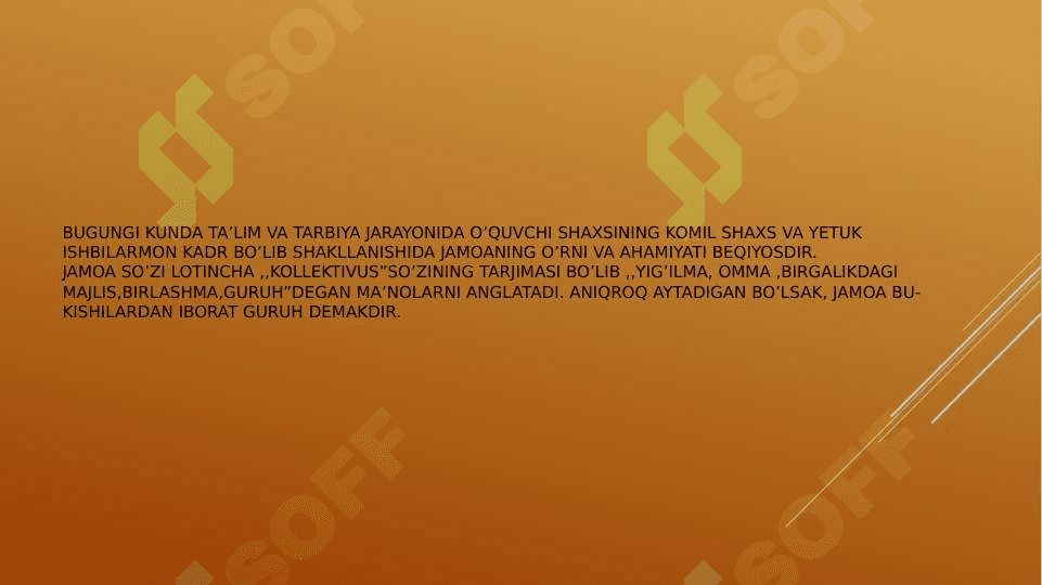maxsus ta’limda guruh tarbiyachisi ishida o’quvchilar jamoasini tashkil etish, shakllantirish. 2