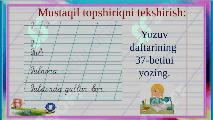 Yozuv darsi 1-sinf kichik  ng harfi 3