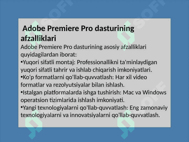 Adobe Primer dasturida video lavhalarni montaj qilish texnologiyasi 7
