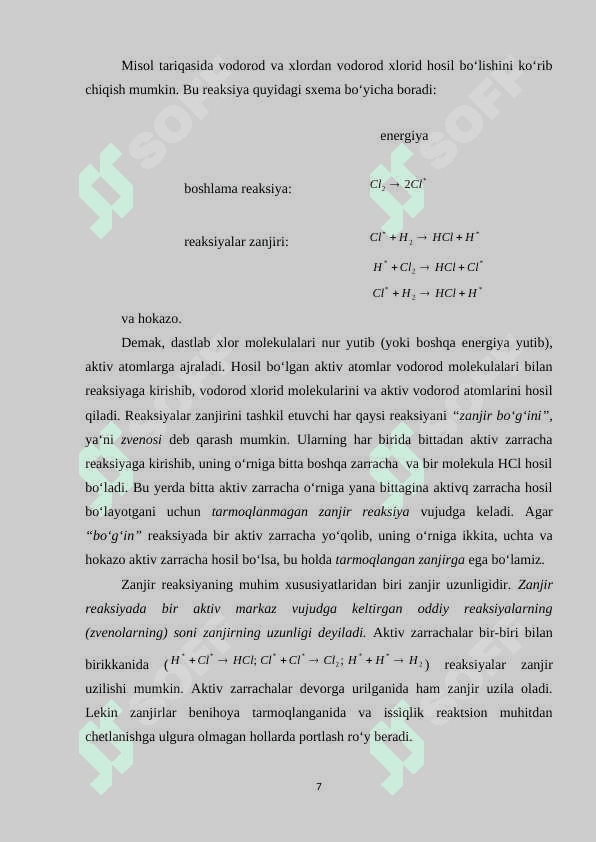 Zanjir reaksiyalari Kurs ishi 7