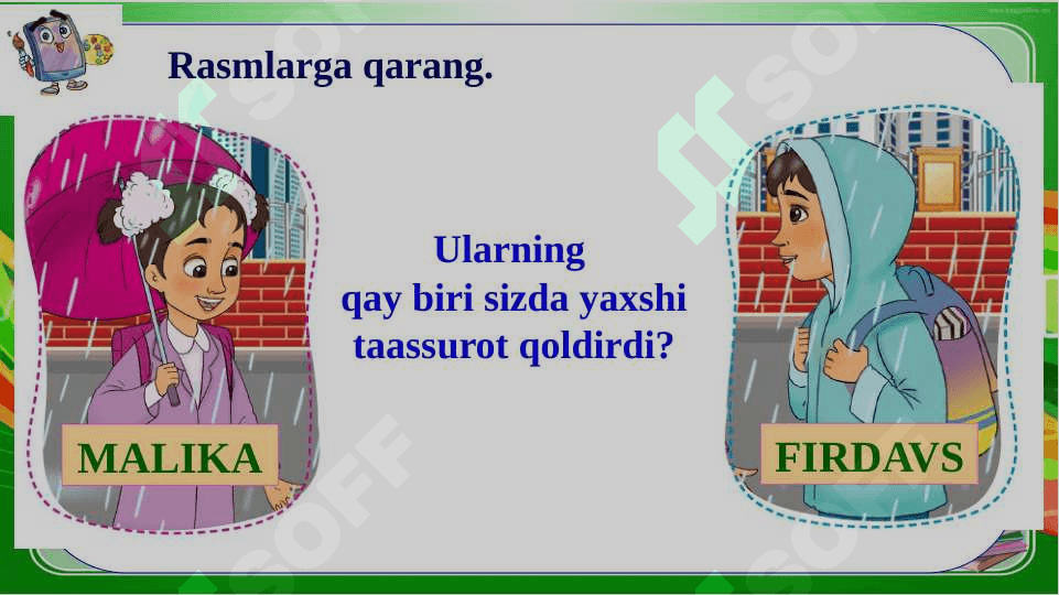 2-sinf.Ona tili va o'qish savodhonligi Maktabim-ikkinchi uyum 4