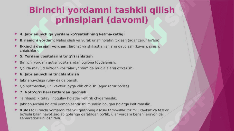 Tez tibbiy yordam kelgunga qadar birinchi tibbiy yordamni ko’rsatish 8