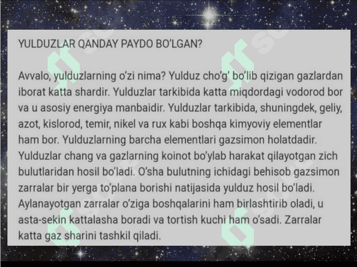 4-dars tabiatshunoslik Yulduzlar Quyosh 3