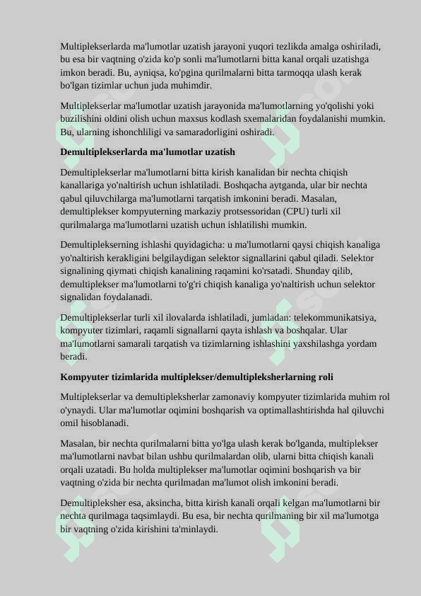 Multiplekser va Demultiplekserla.  Kompyuter Arxitekturasidagi Roli 3