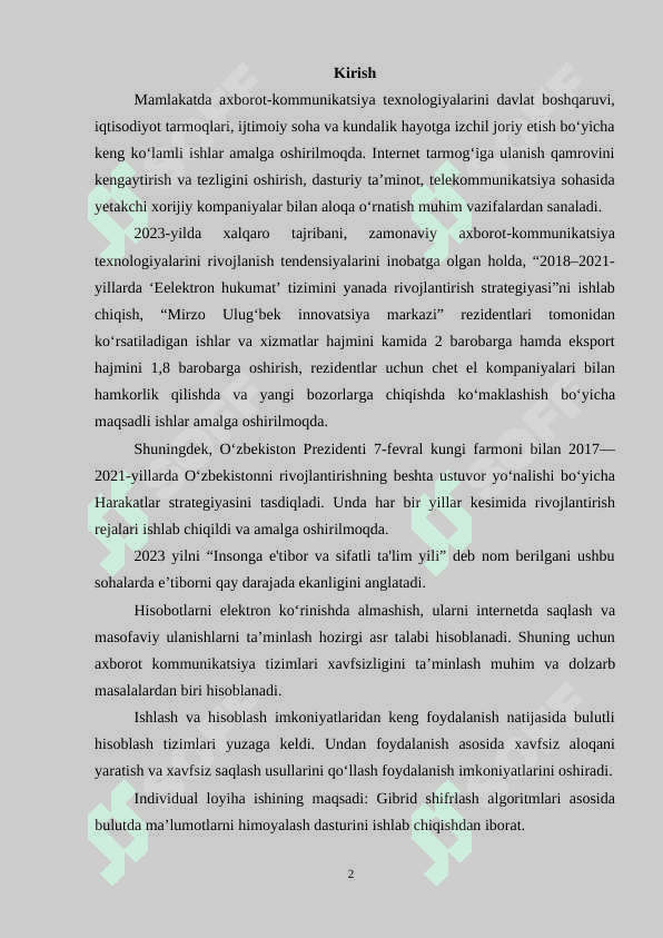 Gibrid shifrlash algoritmlari asosida bulutda ma'lumotlarni himoyalash dasturini ishlab chiqish 2