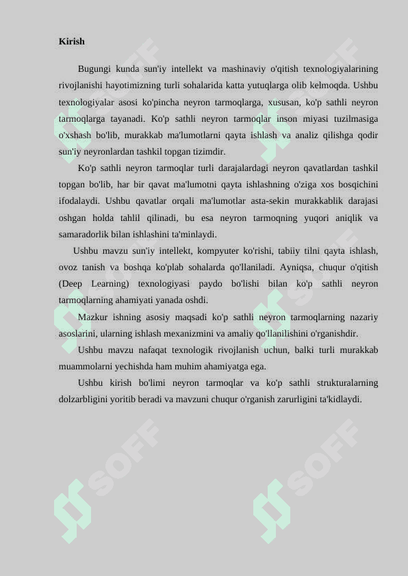 Ko‘p sathli neyron tarmoqlar 2