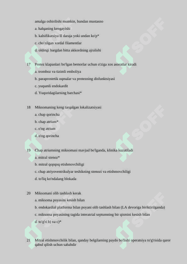 Kardioxirurgiyadan testlar to‘plami - 450 TA 4