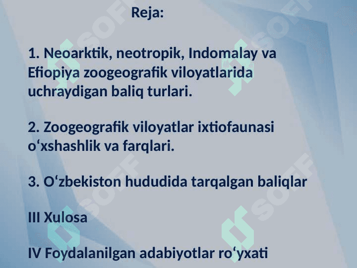 Baliqlarning zoogeografik tarqalishi 2