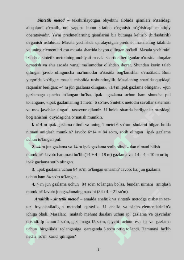 Boshlang'ich sinflarda murakkab masalalarni o‘rganish metodikasi 8