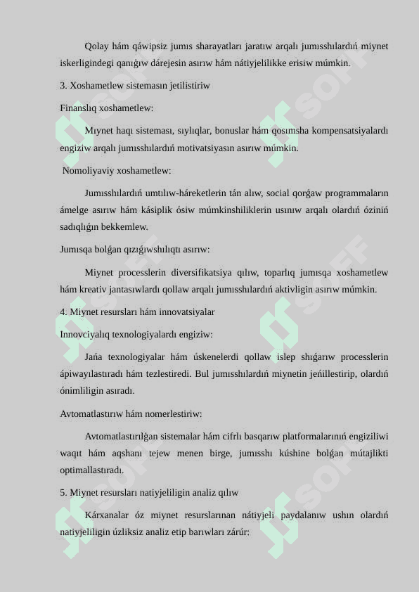 Miynet bazarı hám kárxanalarda miynet resurslarınan paydalanıw 7