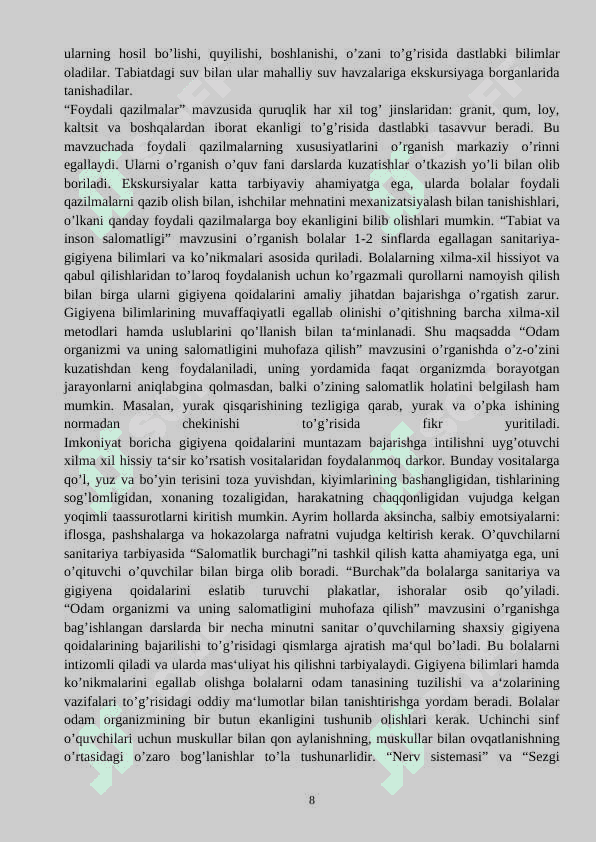 Tabiiy fan darsligi asosida “Ob havo” mavzusini o’rgatish metodikasi 8