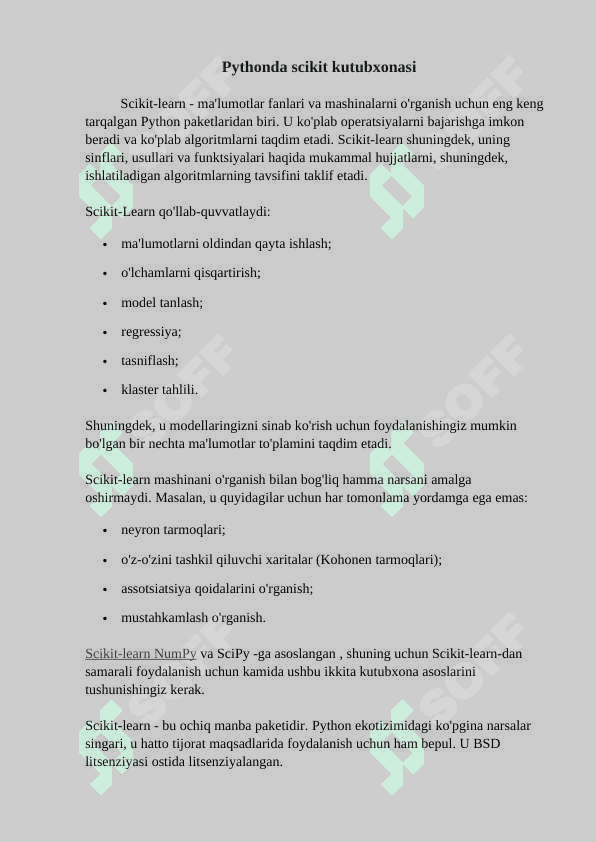 Pythonda scikit kutubxonasi 2